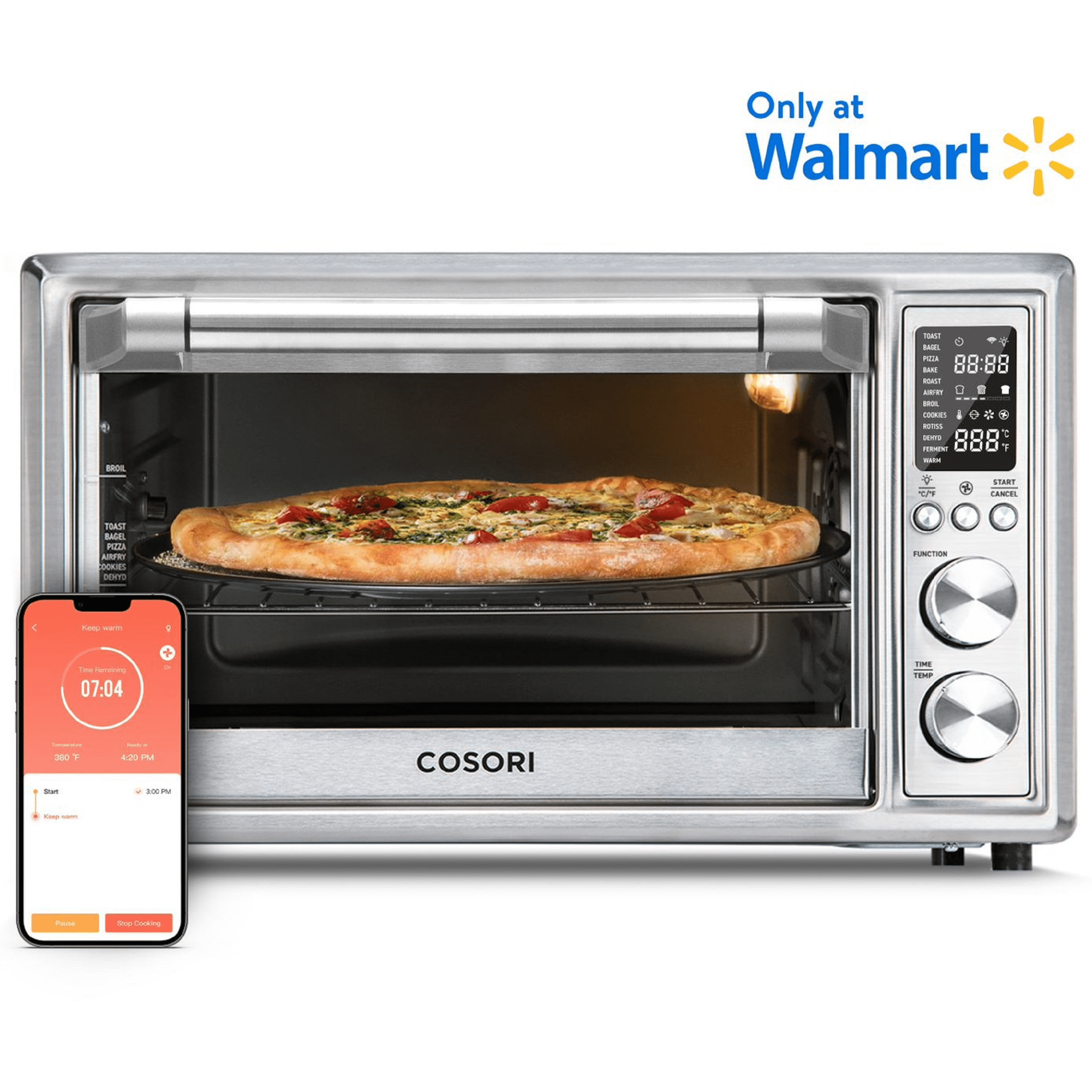 Cosori Air Fryer Toaster Oven, Smart 32QT Large Stainless Steel Convection Oven, Silver, CTO-R301S-SUSW