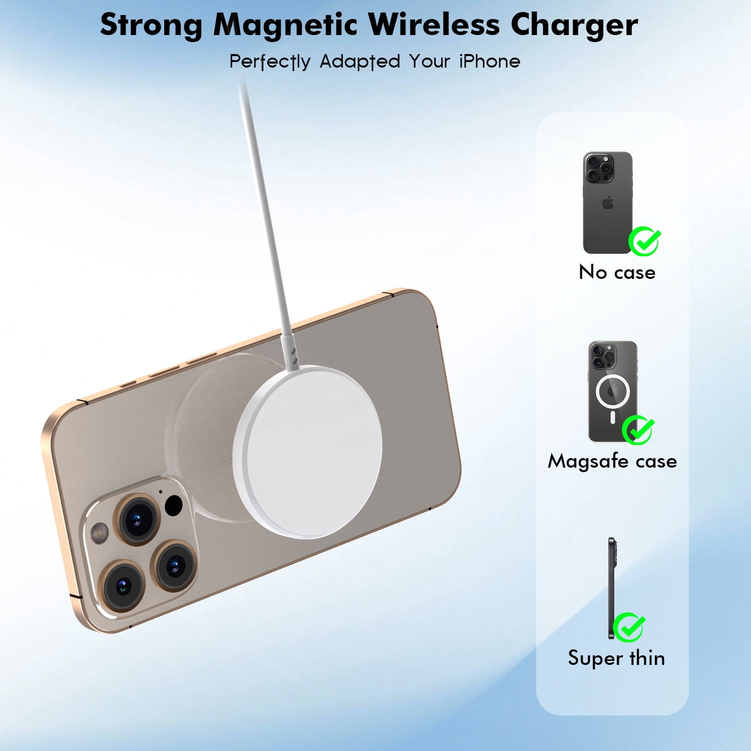 Magnetic Wireless Charger for iPhone 17 16 15,Fast Charging 10FT Long Cable with PD Fast Charger Block Compatible with iPhone 17 Pro Max/iPhone 16 Pro Max/15/Plus/Pro/14/13/12 Series,AirPods 3/2/Pro