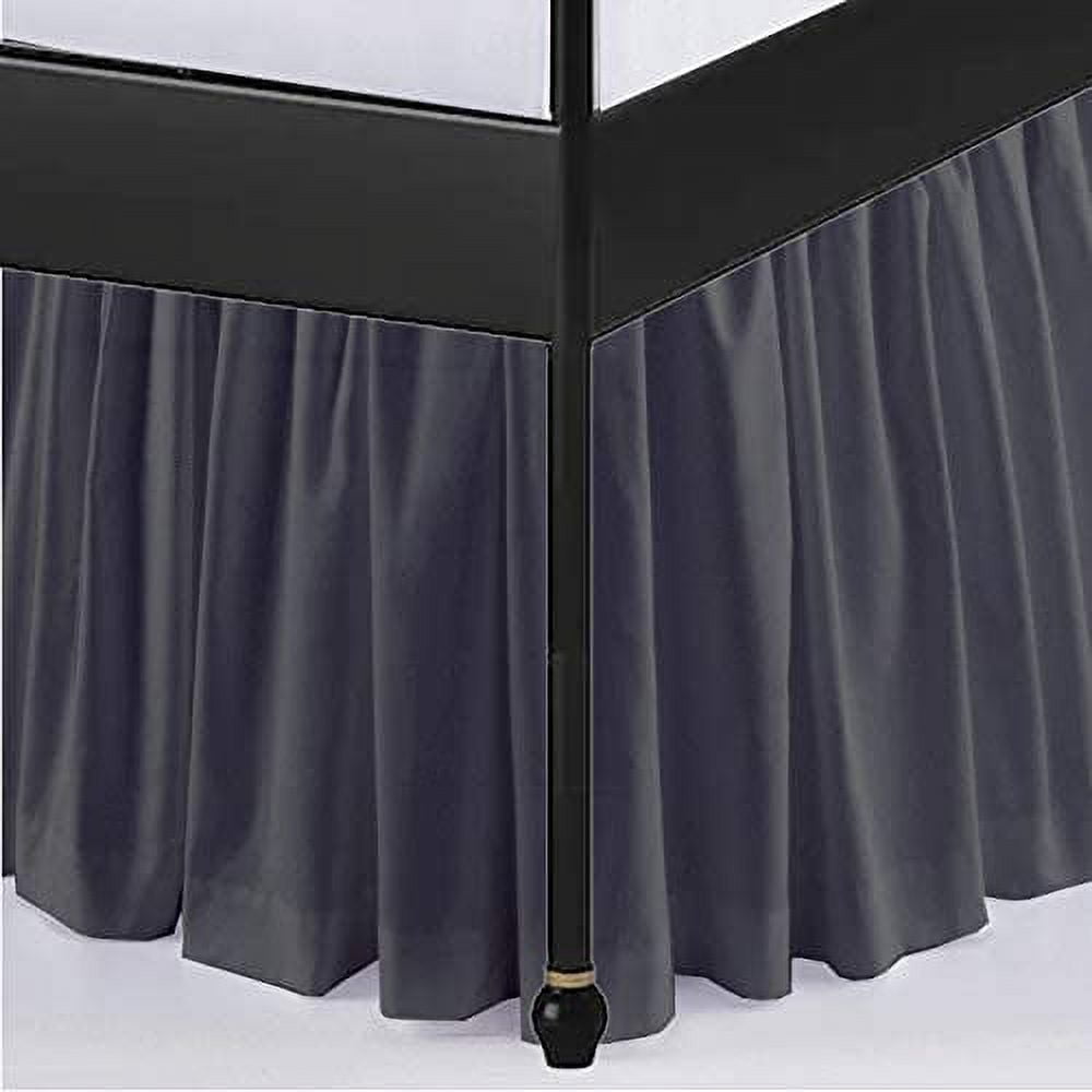 Cottington Lane Ruffled Bed Skirt- Microfiber- Dark Grey, King 18 Inch Drop Split Corner Bed Skirt With Platform
