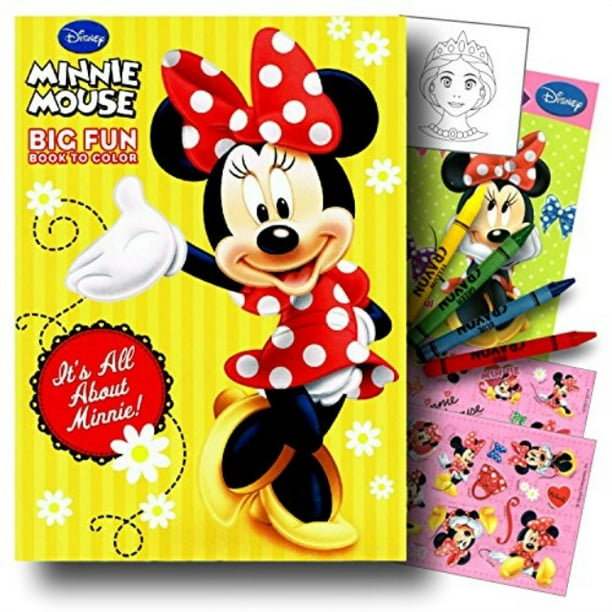 Minnie Mouse Coloring Book Pack with Stickers, Crayons and Coloring Activity Book Bundled with 1 Separately Licensed GWW Coloring Fun Reward Sticker
