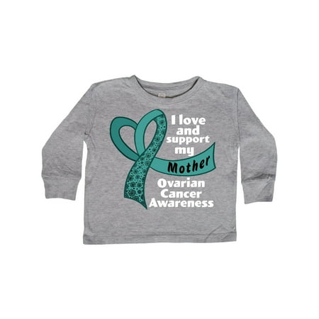 

Inktastic I Love and Support My Mother Ovarian Cancer Teal Ribbon Gift Toddler Boy or Toddler Girl Long Sleeve T-Shirt