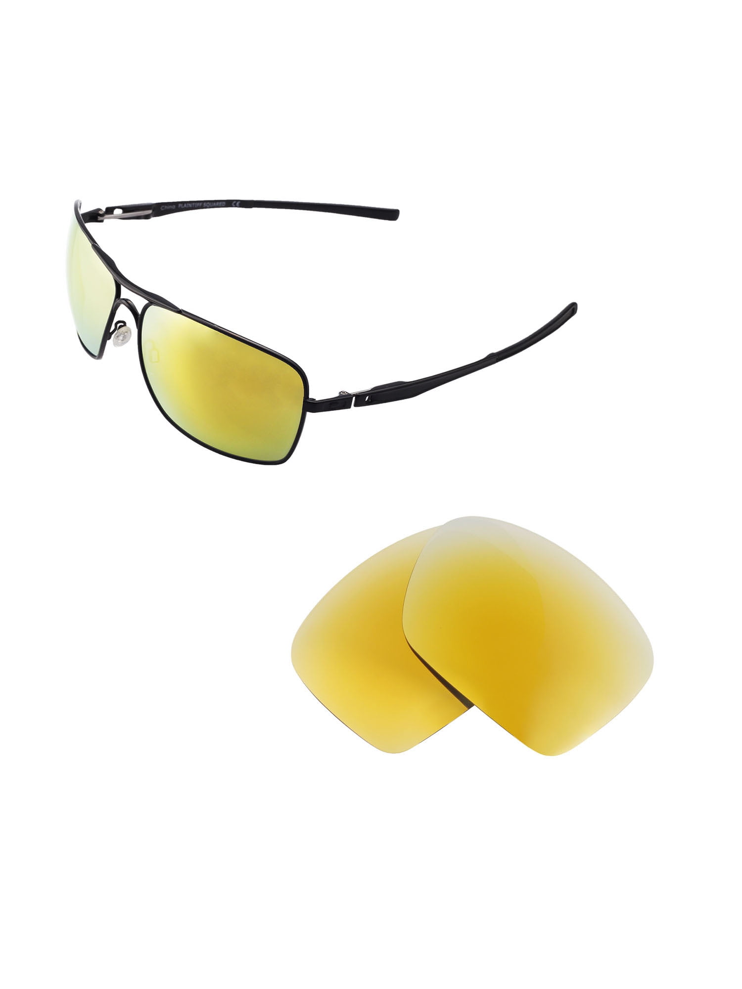 Walleva 24K Gold Polarized Replacement Lenses for Oakley Plaintiff Squared  Sunglasses 