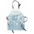 thumbnail image 1 of Snow Mountain Apron, Snow-capped Mount Range Illustration Art on Foggy Background, Unisex Kitchen Bib with Adjustable Neck for Cooking Gardening, Adult Size, Pale Blue Grey and White, by Ambesonne, 1 of 4
