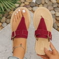 thumbnail image 2 of WLOELOEW Women'S Peep Toe Flat Slippers Casual Summer Sandals Solid Color Open Toe Pu Material Size 10.5 Us Foot Length 10.43 Inches, 2 of 9