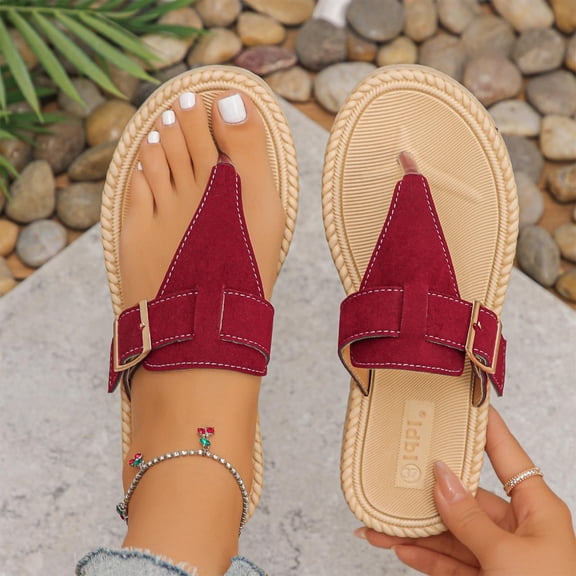 Summer Slide Orthopedic Sandals for Women Wide Feet Oversize Casual Solid Color Peep Toe Flops Stylish Flat Slippers
