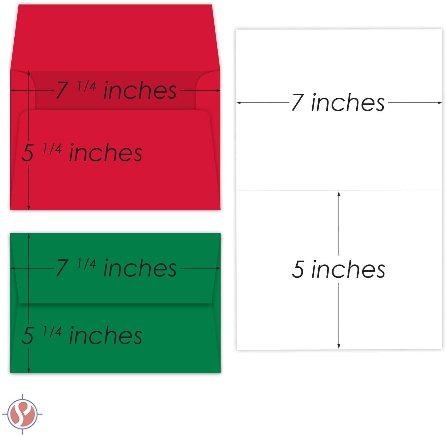 2026 Christmas Greeting Cards Set | 50 White Blank Foldover Cards - 5" x 7" When Folded | Christmas Holiday Color A7 Envelopes - 25 Red and 25 Green Envelopes | Great for Greetings, and Invitations