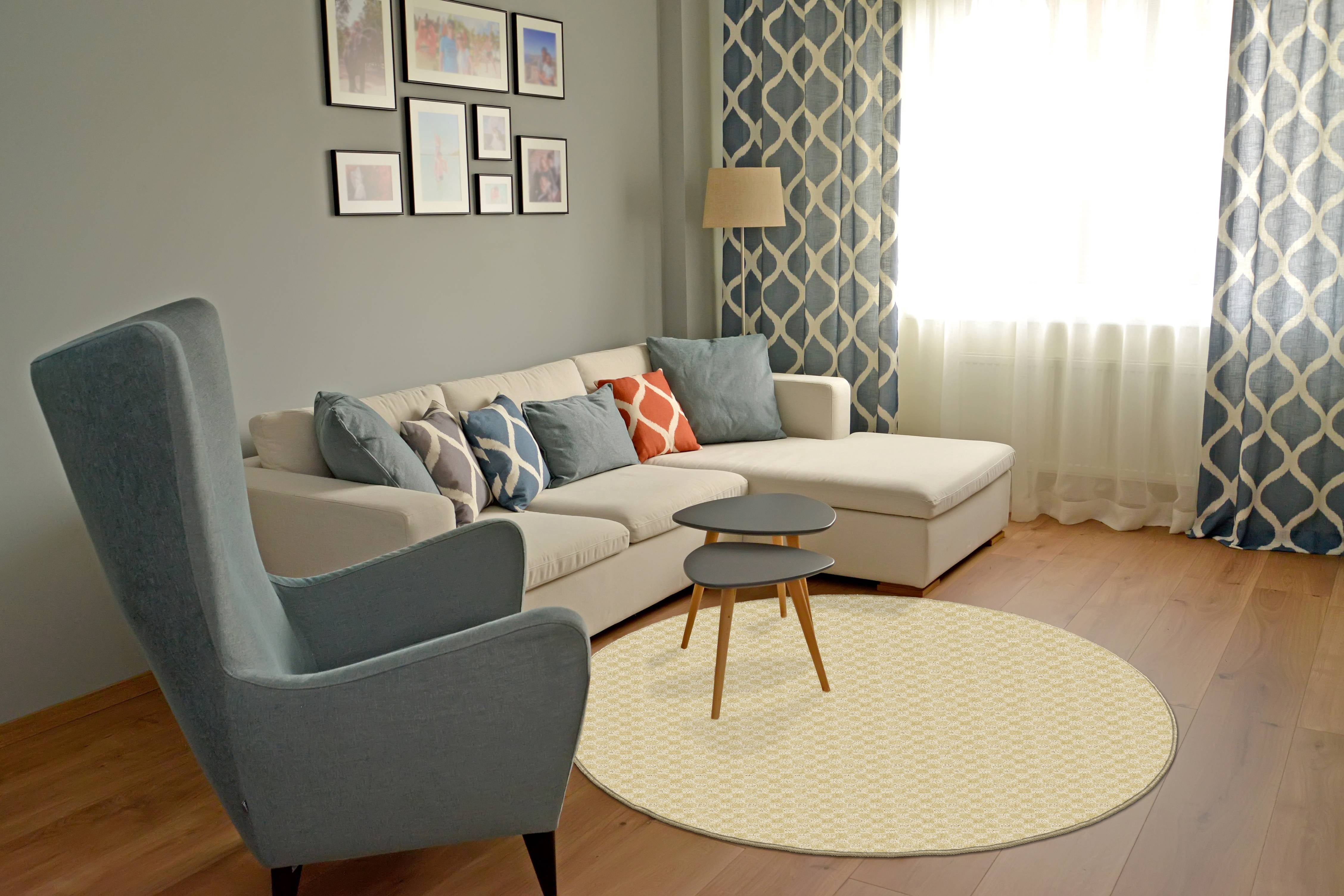 Garland Rug Medallion Tan Round Indoor Area Rug, 5' x 5'