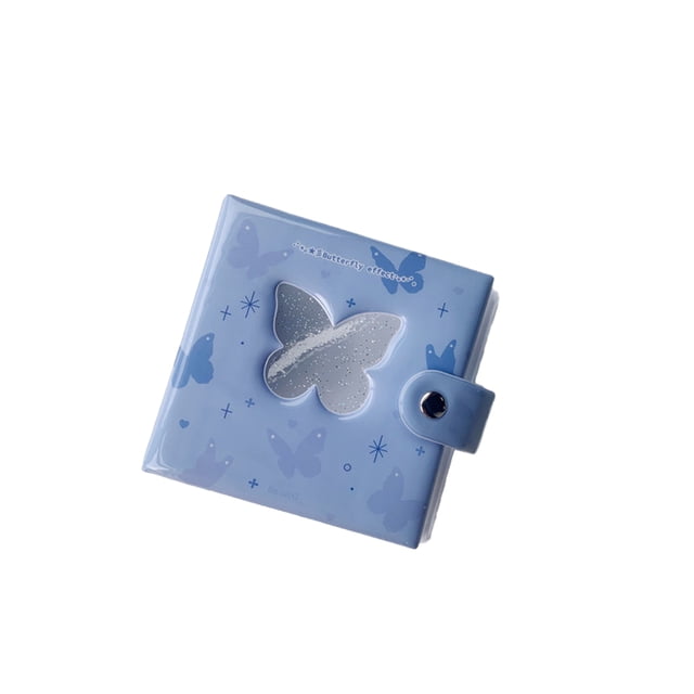 Bewildely Álbum de fotos de carpeta de 3 pulgadas con agujero para colgar, libro de colección de imágenes de corazón de amor hueco, estilo INS, 20 Almacenamiento y organización del hogar Azul Bewildely HA074576-02