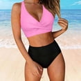 thumbnail image 4 of Antinious Women Period Solid V-Neck Rear Short Bottom Built In Cup Wireless Balanced Stylish 2 Piece Bikinis Set, 4 of 5