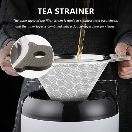 

Stainless Steel Double-Layer Tea Strainer Coffee Dripper Measuring Cup Tea Funnel Cone Superfine Strainer Tea Filter