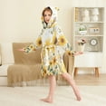 thumbnail image 4 of FORMRS Niños Bathrobe Unisex Hooded Robe Soft Plush Pajamas Sleepwear, Size 2-3T, Beige Sunflowers, 4 of 7