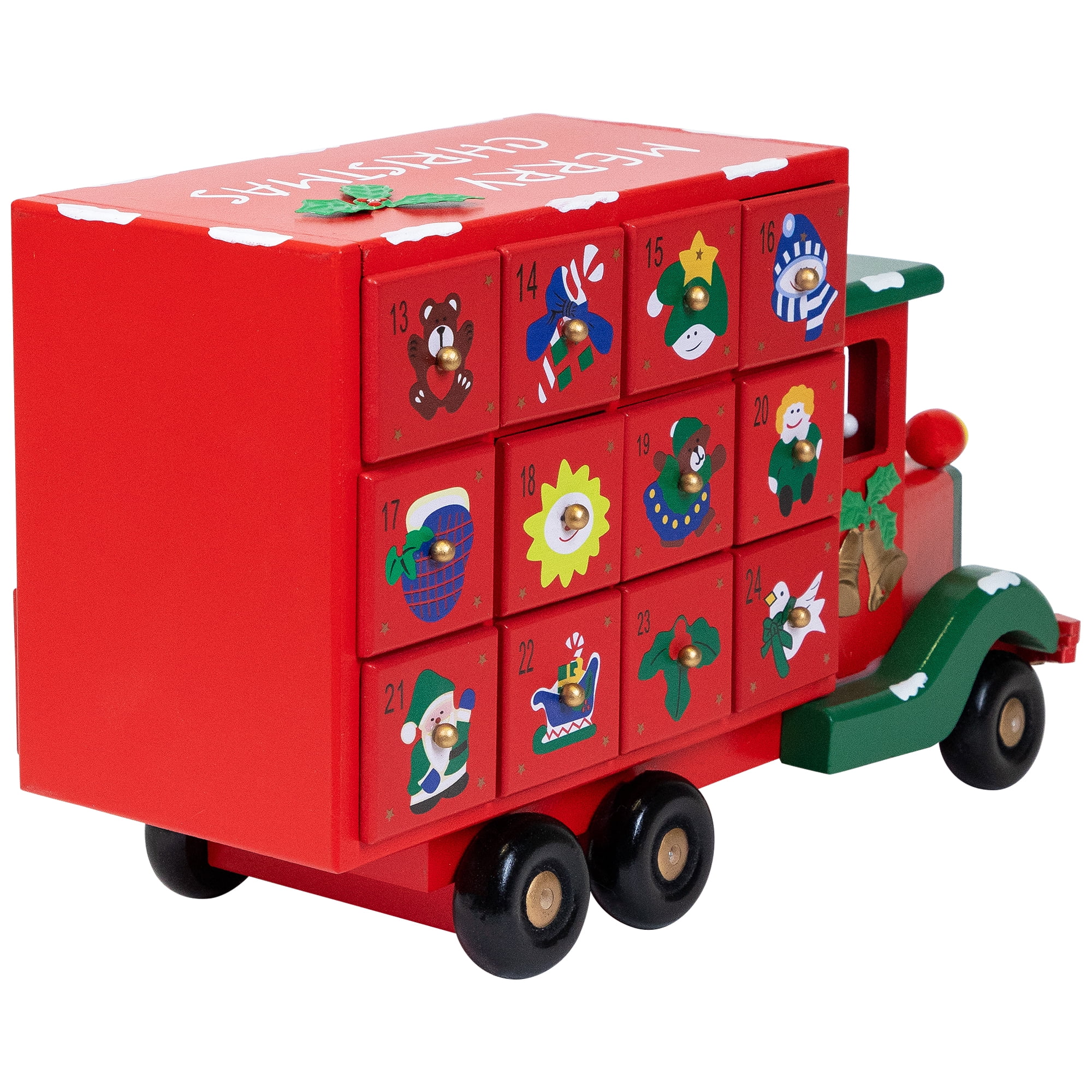 Northlight Advent Calendar Storage Truck Christmas Decoration - 14" - Red