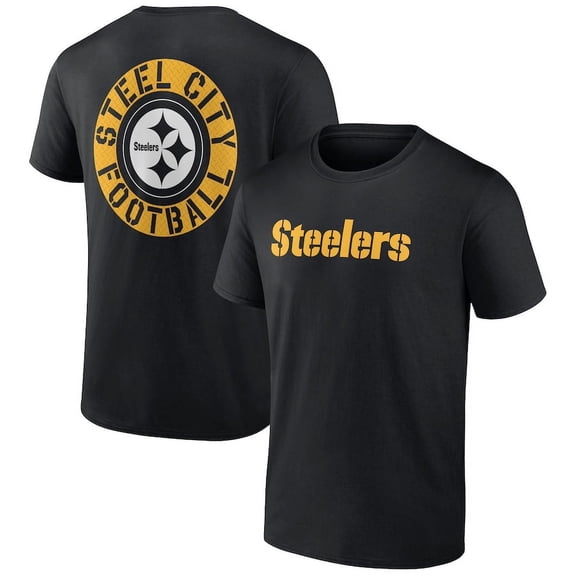 Men's Pittsburgh Black Big & Tall Two-Sided T-Shirt, Vitage Steelers Team Shirt