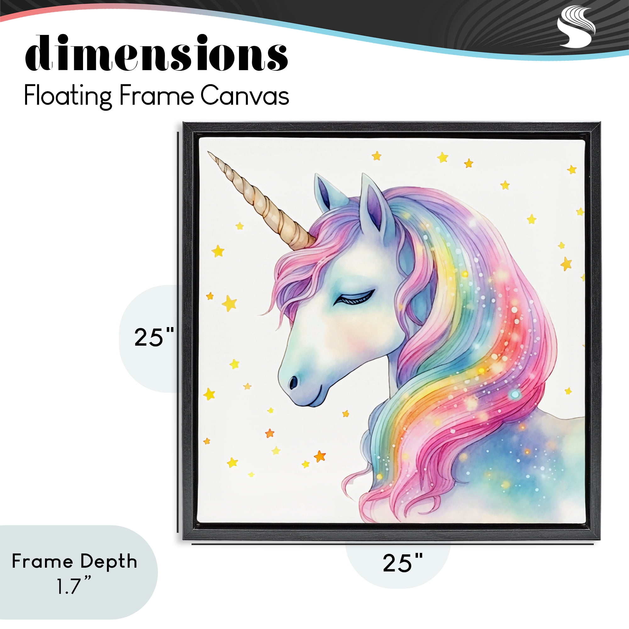 Stupell Industries Enchanted Rainbow Mane Unicorn Black Framed Floater Canvas Wall Art, design by Creative Studio