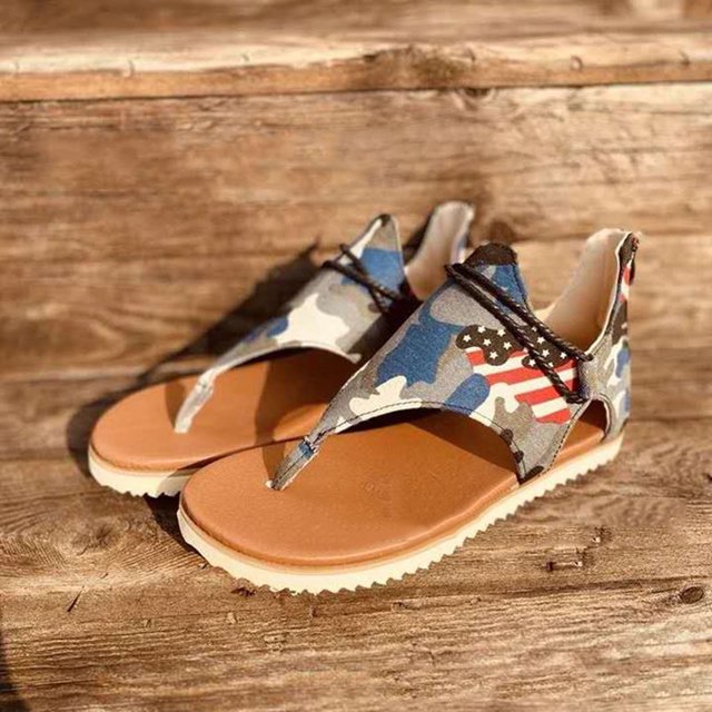 Zapatos de verano para mujer con clip en los dedos Camuflaje Cremallera Pisos cómodos Sandalias de playa informales Wmkox8yii ytu5587
