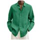 thumbnail image 1 of Designer Spring Summer Men's Casual Cotton Linen Solid Color Long Sleeve Shirts Loose Shirts 2XL, 1 of 5