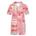 thumbnail image 5 of Uaswgudfs Women's Valentine's Day Pajama Set - Short Sleeve & Shorts Loungewear with Bow Print, Collar & Pocket, Cute Printed Sleepwear Outfit for Women, 5 of 5
