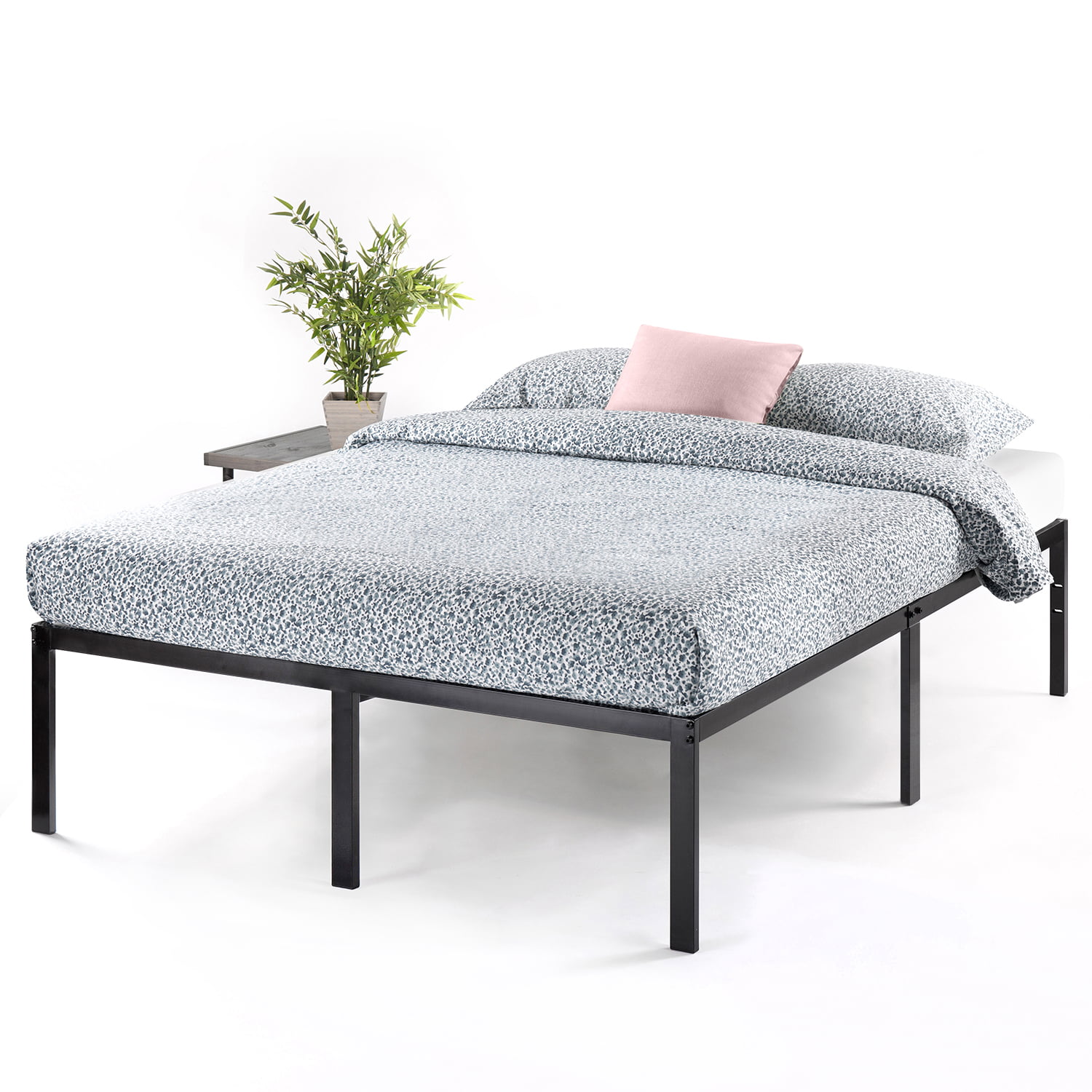 Metal Platform Bed Frame With Steel Slat Support Bedding Furniture King Size New 