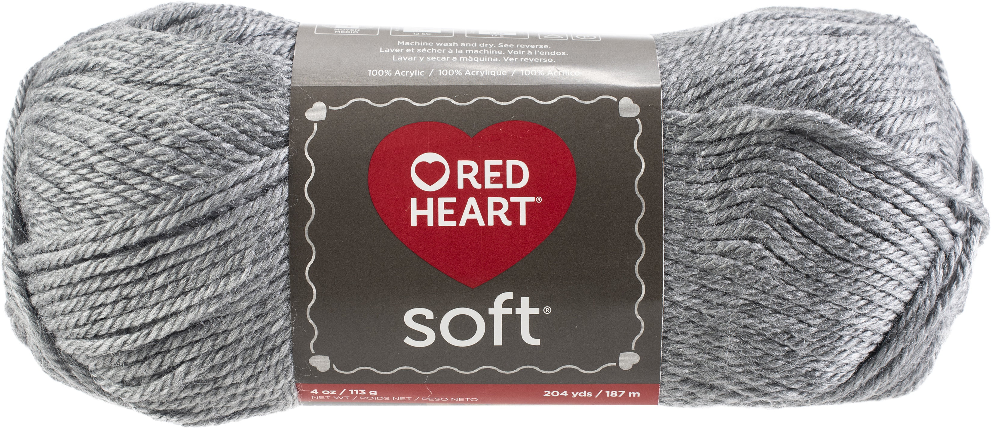 Red Heart Soft Yarn-Light Grey Heather Has Elegant Drape Ideal For Fashion Look 