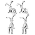 thumbnail image 3 of WEUVEB Cute Silver Bunny Figures, Plastic Rabbit Desk Decor, Electroplated, 4Pcs, 3 of 9