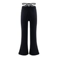 thumbnail image 3 of TiaoBug Kids Girls Dance Trousers Jazz Latin Modern Self Tie Waist Flared Pants Bell Bottoms Black 6, 3 of 6