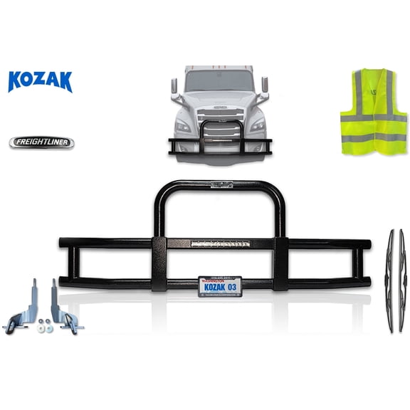 Grille Deer Bumper Guard for Freightliner Cascadia 2018-2024 — Black (Kozak Aftermarket)