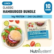 Nutrisystem Classic Pre-Packaged Beef Hamburgers, Frozen, 14g of Protein, 10 Count Bundle