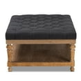 thumbnail image 4 of Baxton Studio Lindsey Modern and Rustic Charcoal Linen Fabric Upholstered and Greywashed Wood Cocktail Ottoman, 4 of 8