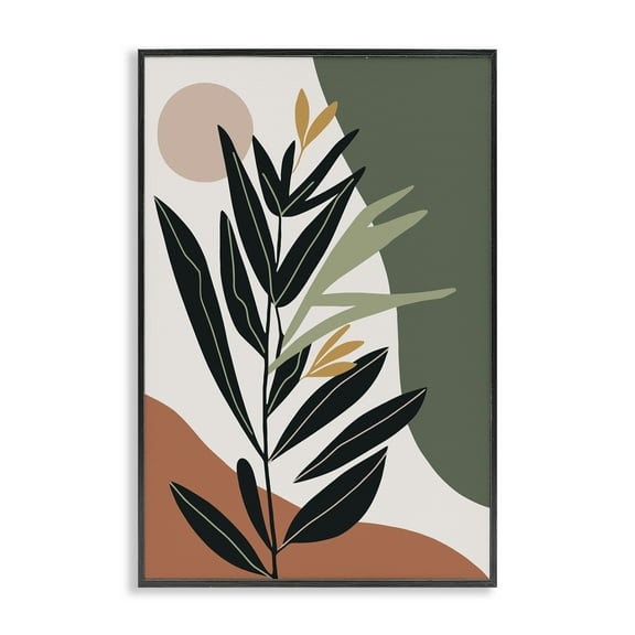 Stupell Industries Earthy Tropical Foliage Plants & Flowers Painting Black Framed Art Print Wall Art, 12 x 18