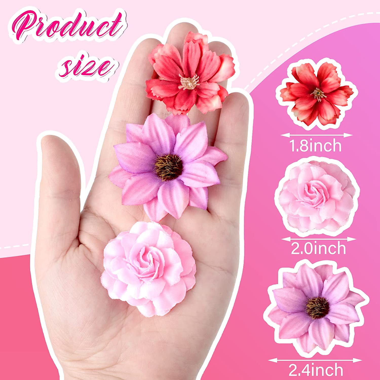 300 Pcs Faux Flower Heads Silk Artificial Plum Blossom Heads DIY Fake Mini Flowers Assorted Silk Decorative Flowers Daisy Roses Craft Supplies for Wedding Party Wreath Cake Vase Decoration (Elegant)