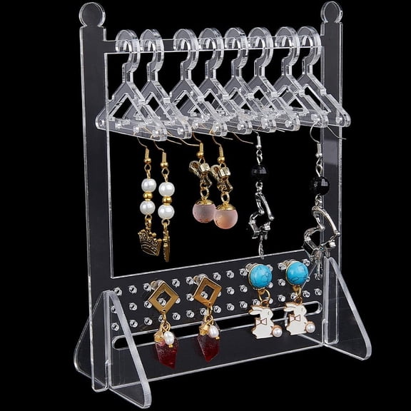 1 Box 80 Holes Earring Display Holder Acrylic Jewelry Mini Hanging Hanger Clear Rack Ear Studs Clip on Holes Transparent Organizer Storage Stand Showcase for Selling Merchant Women Retail Marketing
