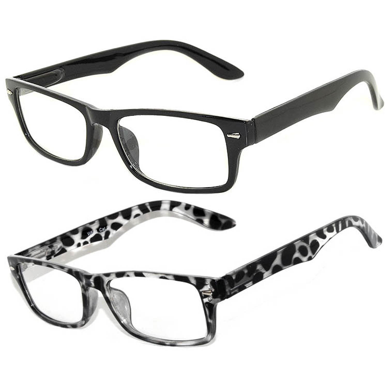 Narrow Retro Fashion Style Rectangular Leopard Black Frame Clear Lens ...