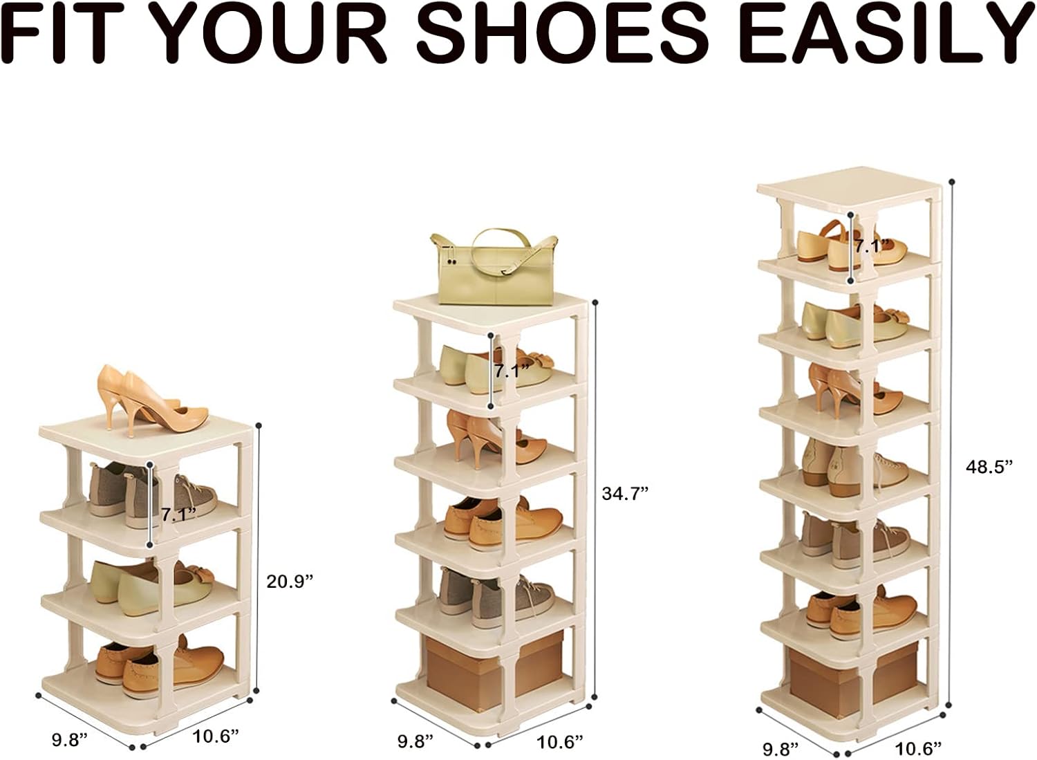 Tall Shoe Rack Narrow Vertical Shoe Rack Skinny Shoe Tower Small Corner Shoe Organizer (3-layer)