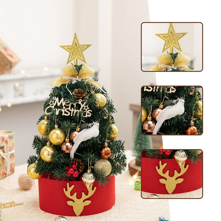 Sruiluo 1Pcs 45cm/17.71 inch Mini Christmas Trees Fall Thanksgiving Decorations Christmas Tree Small Holiday Village Trees Miniature Tree for