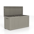 thumbnail image 4 of Decksplore 90 Gallon Outdoor Storage Box, Lockable, UV-Resistant, HDPE Waterproof Deck Box, Outdoor Storage Bench for Cushions, Garden Tools (Coffee), 4 of 13