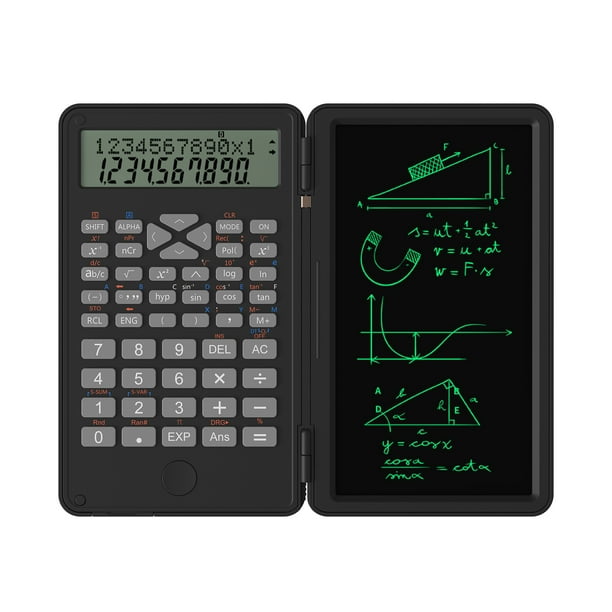 Scientific Calculator with Erasable Writing Board 240 Functions 2 Line LCD Display Foldable Financial Math Calculator School Supplies for Middle High