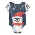 thumbnail image 2 of Cute Penguins with Hats Christmas Snowflakes Pure Cotton Bodysuit Short Sleeve Pajamas One-Piece Romper Unisex 9M, 2 of 6