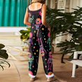 thumbnail image 3 of EANJE Halloween Overalls for Women Wide Leg Trendy Gothic Skull Floral Print Overalls Sleeveless Womens Rompers Straps Jumpsuit Loose Bib Overalls Winter Clothing Black 2XL, 3 of 6