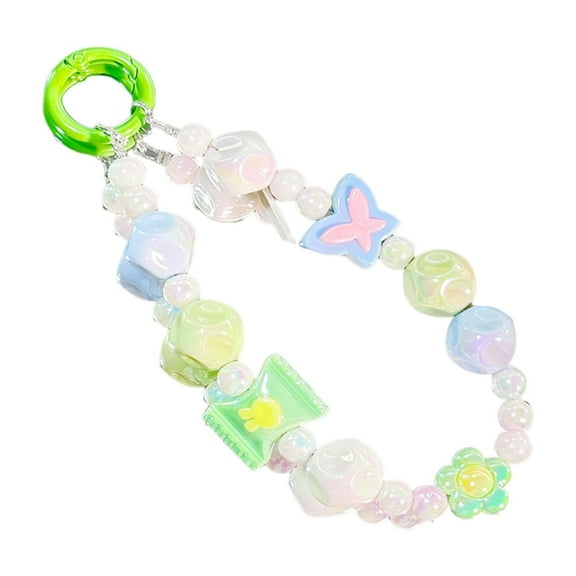 Milageto Beaded Key Bracelet Creative Hanging Ornament Car Keychain Holder Girls Kids Blue Green