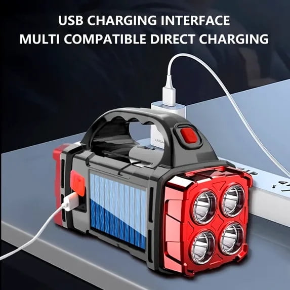 Solar & USB Rechargeable LED Lantern Flashlight, Emergency Power Bank.