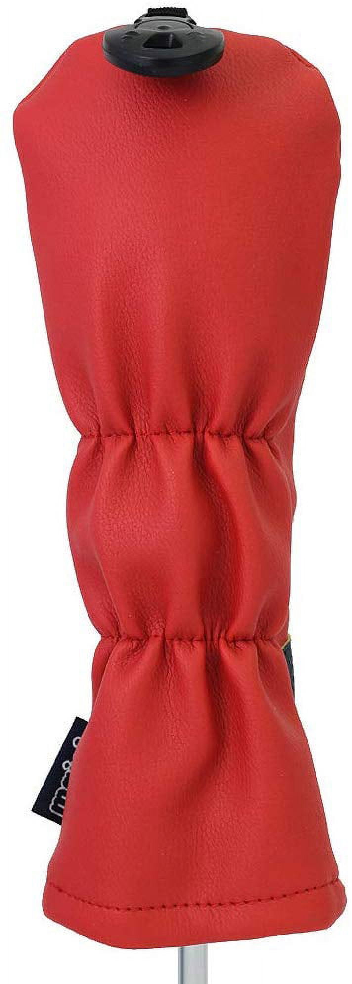 Majek Retro Golf Headcovers Red with White and Blue Stripe Vintage Leather Style 1 H Driver and Hybrid Head Cover Classic Look