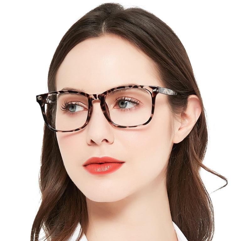 Blue Light Blocking Glasses For Women - Clear Square Reading Glasses With Full Frame