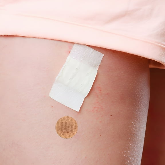 QARUN Small Bandages for Face 50Pcs Elastic Cloth Round Khaki for Travel 1.5X1.5X0.04in