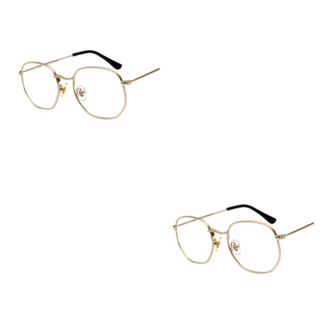 relayinert Fashionable Polarized Lens Small Square For Trendy Style Materials gold anti-blue light 2Set