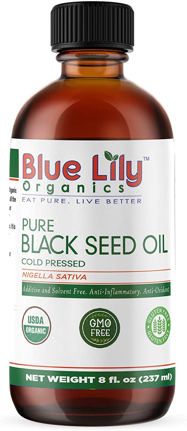 Blue Lily Organics Black Cumin Seed Oil (Nigella Sativa). ColdPressed Black Seed oil 8 Fl oz