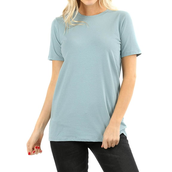 Zenana Women & Plus Cotton Crew Neck Short Sleeve Relaxed Fit Basic Tee Shirts
