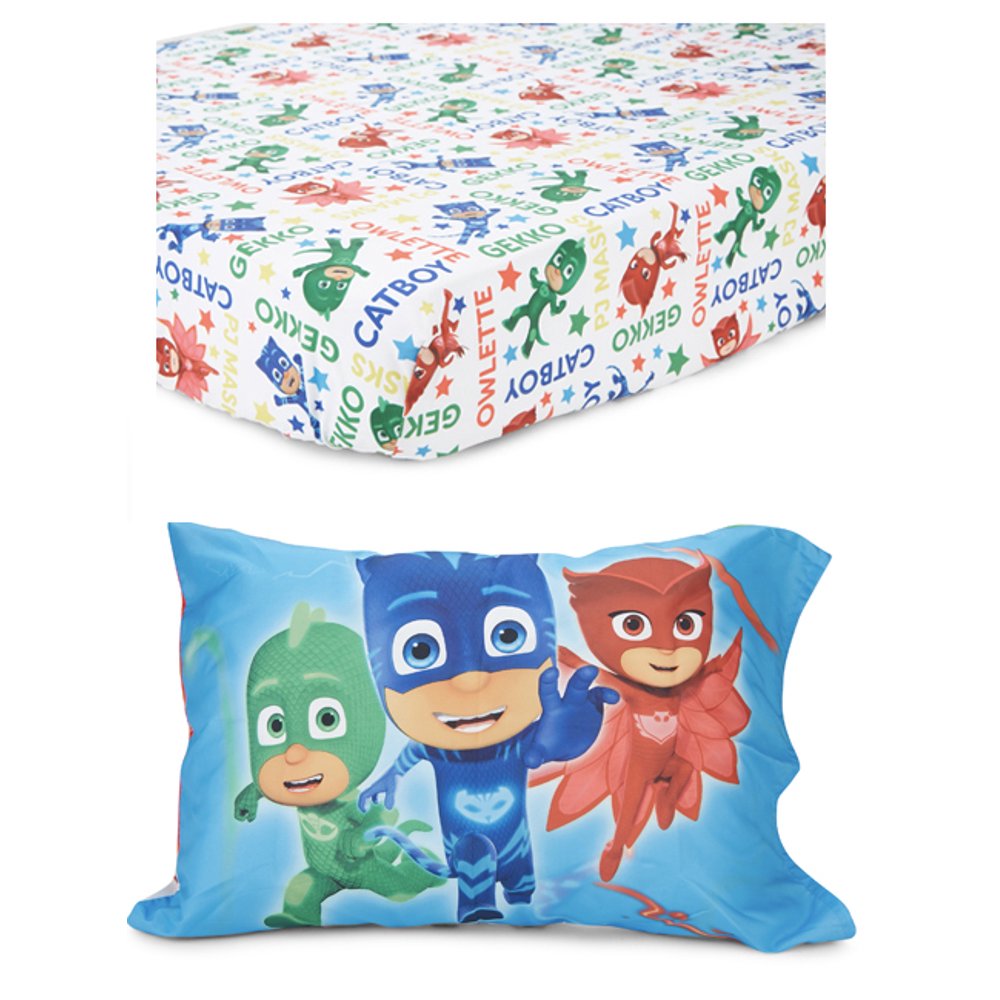 PJ Masks 2 pc Toddler Fitted Sheet / Pillow Case Set