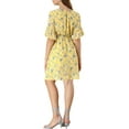 thumbnail image 3 of MODA NOVA Junior's Boat Neck Floral Casual Short Sleeve Ruffle Hem Dress, 3 of 5