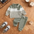 thumbnail image 5 of TOWED22 Baby Boy Toddler Fall Outfit Striped Sweatshirt Toddler Boy Winter Waffle Clothes 3 6 12 18 Months 2 3 4 5 6 7 8 9 T Pant Set,Green,18-24 M, 5 of 6