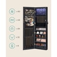 thumbnail image 2 of SONGMICS Espejo Joyero LED, 120 cm de Alto con Cerradura, Armario Joyero de Pared o Montado en la Puerta, 10 x 37 x 120 cm, Negro, 2 of 5